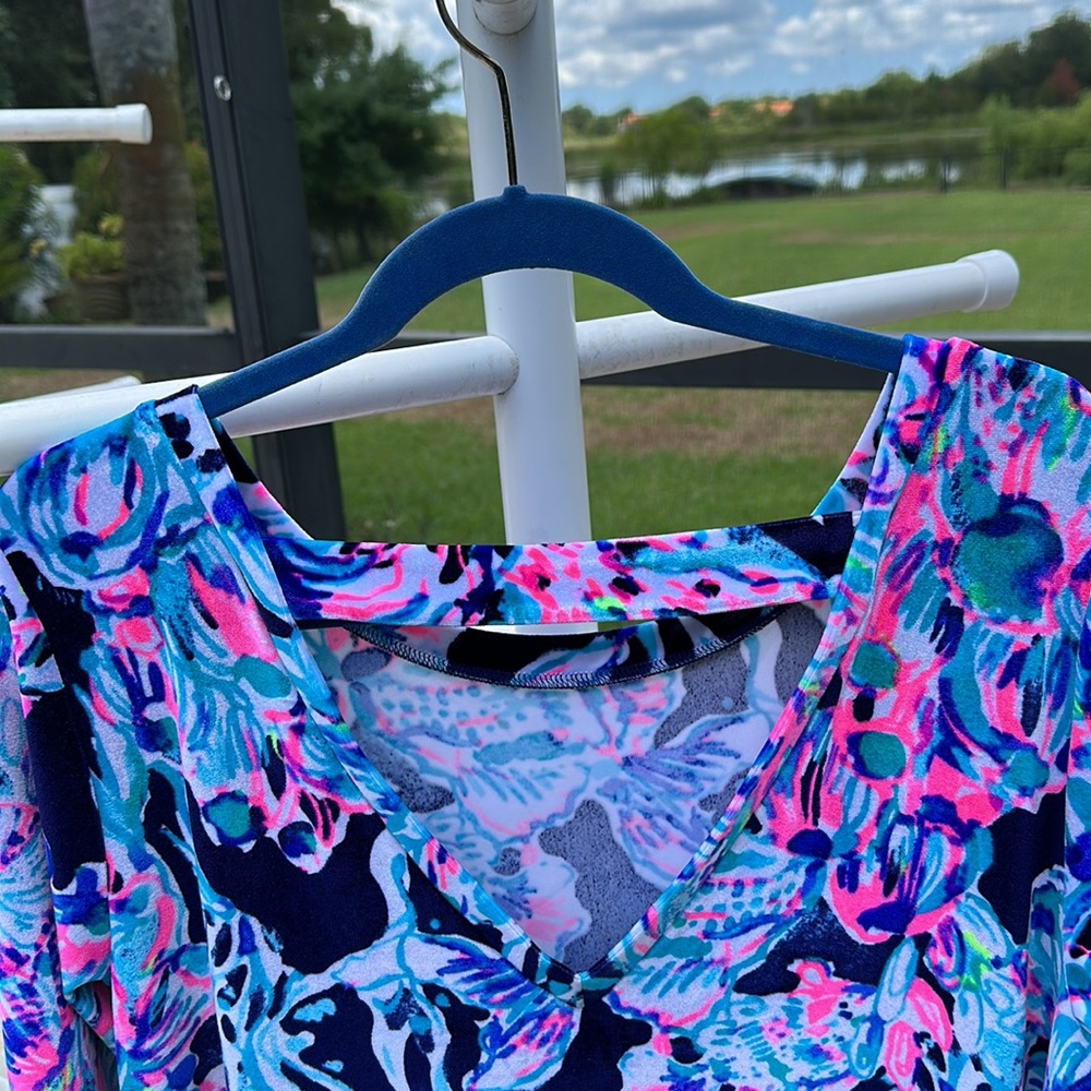 Lilly Pulitzer velour long sleeve Dress v back Sz x-large - Picture 3 of 5